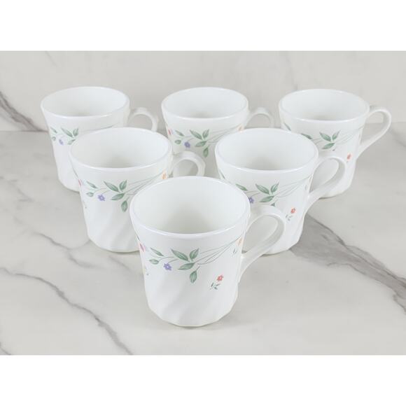 Corelle English Meadow Coffee Mug Teacup 8oz Corning 80s Swirl Pattern x6 Vtg - Picture 7 of 12